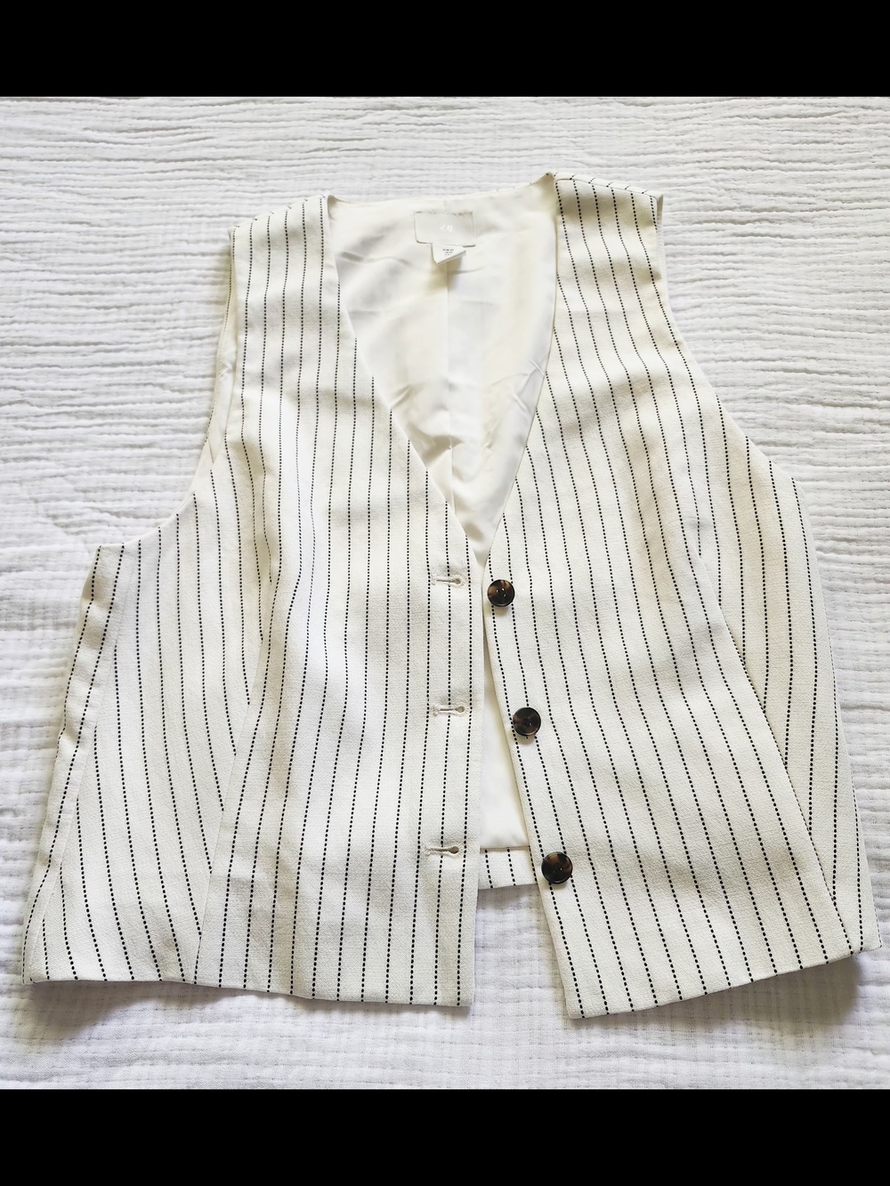 H&M Off-White Lined Pinstripe Vest